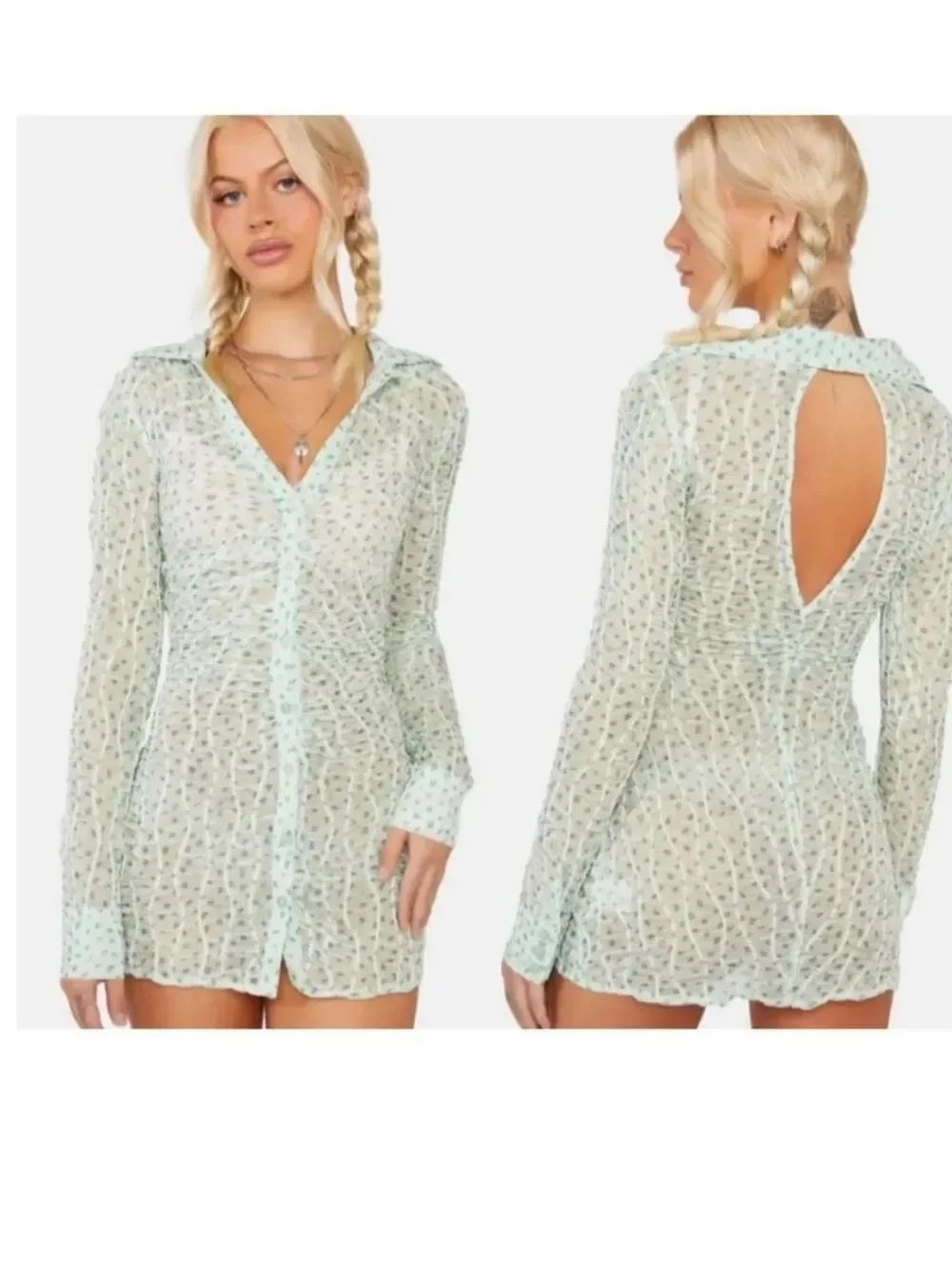 For Love & Lemons Drea Long Sleeve Mini Dress NWT Large
